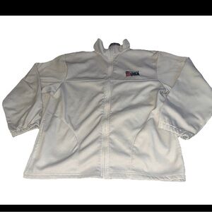 Team USA Olympics Light Weight Zip Up FLEECE Jacket, White, size Medium